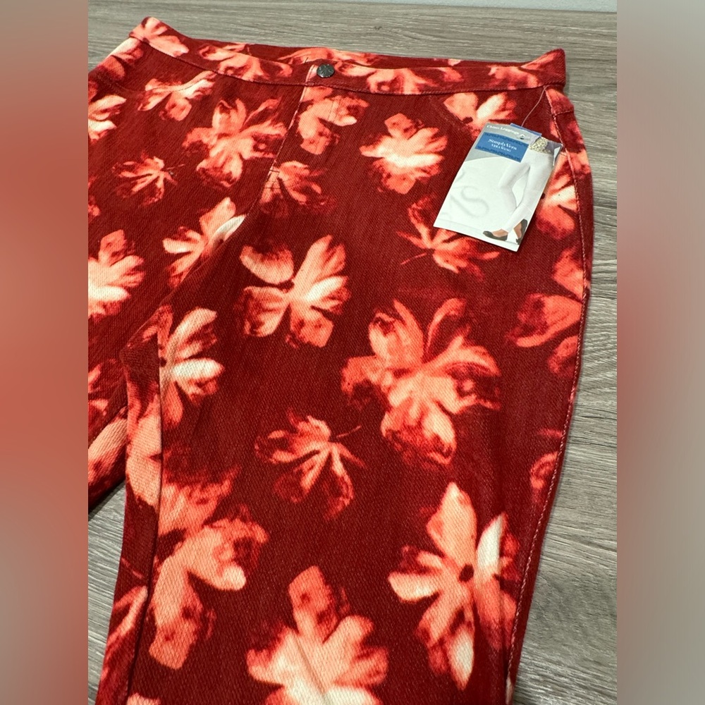 Simply Vera Vera Wang Burgundy Floral Chino Leggings Size M New With Tags - Picture 6 of 16